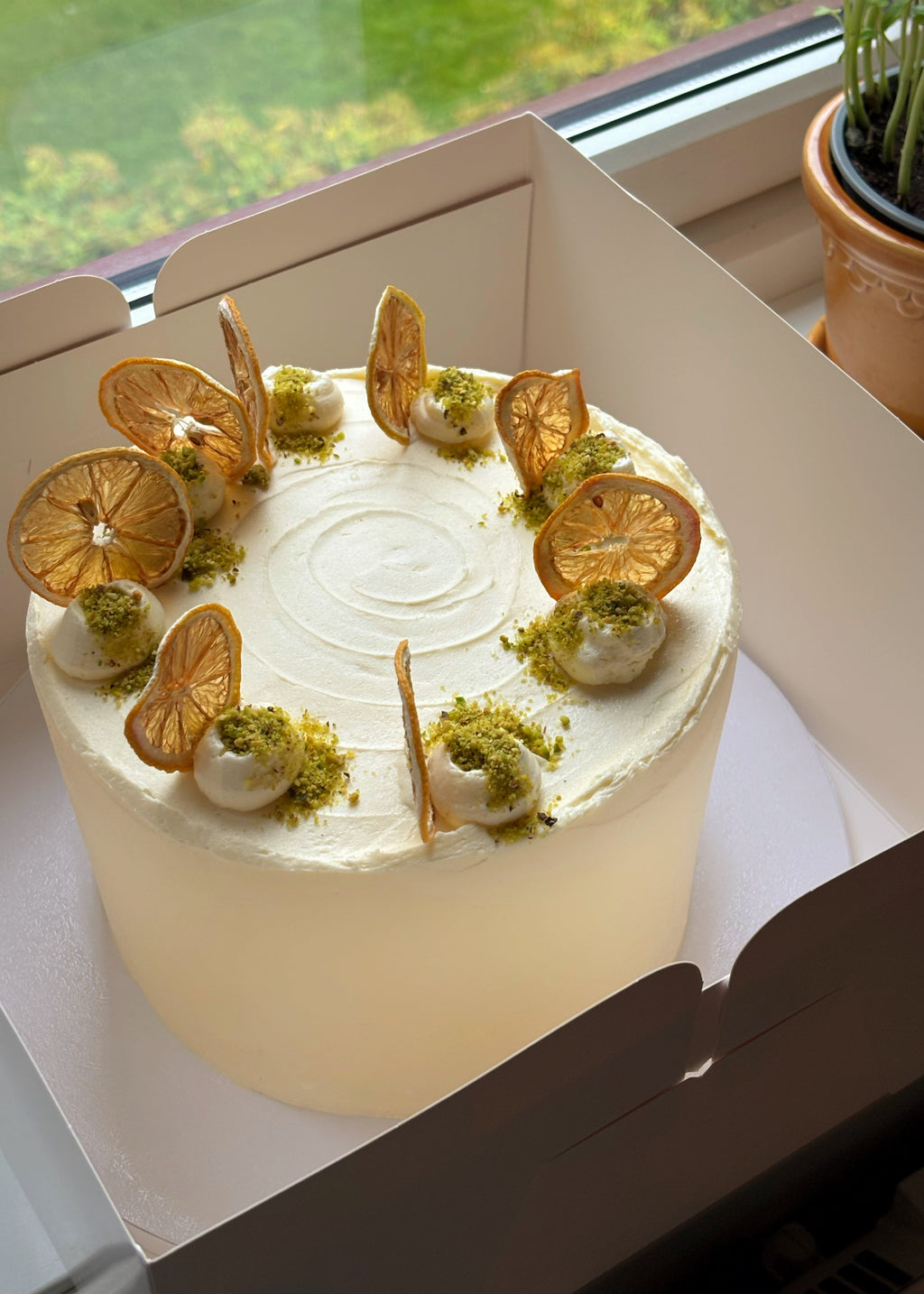 2 layer sponge filled and covered in buttercream