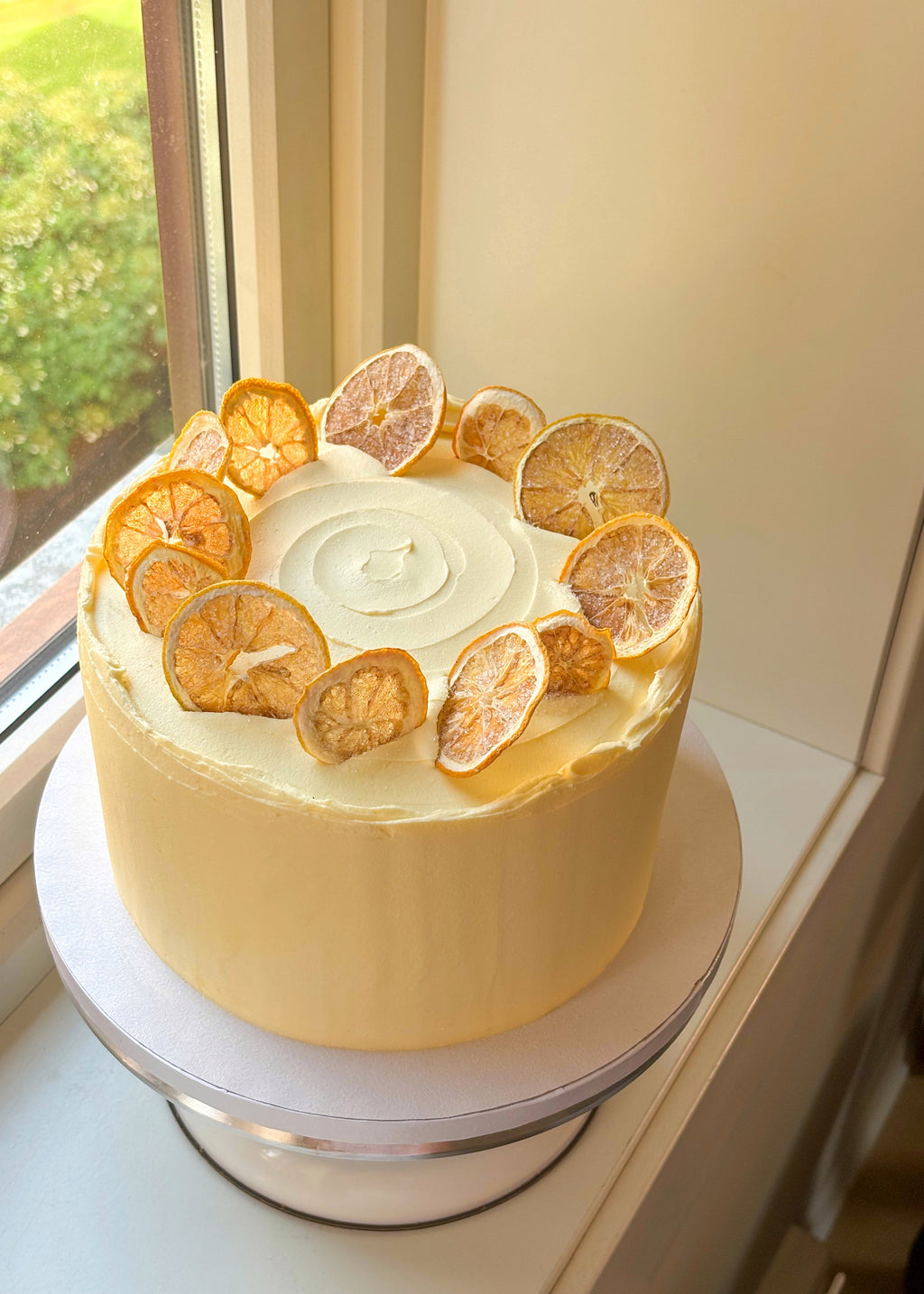 2 layer sponge filled and covered in buttercream