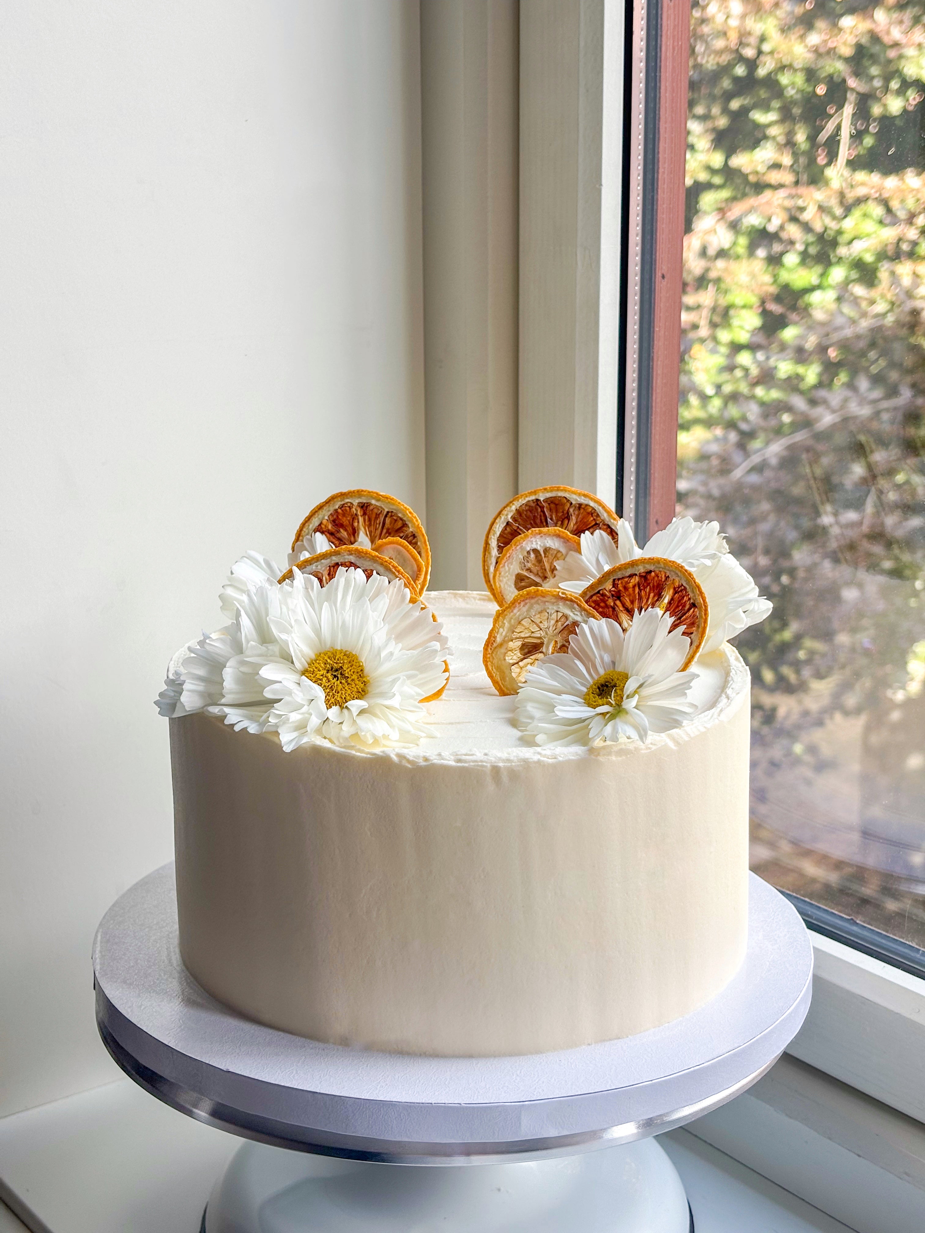 2 layer sponge filled and covered in buttercream